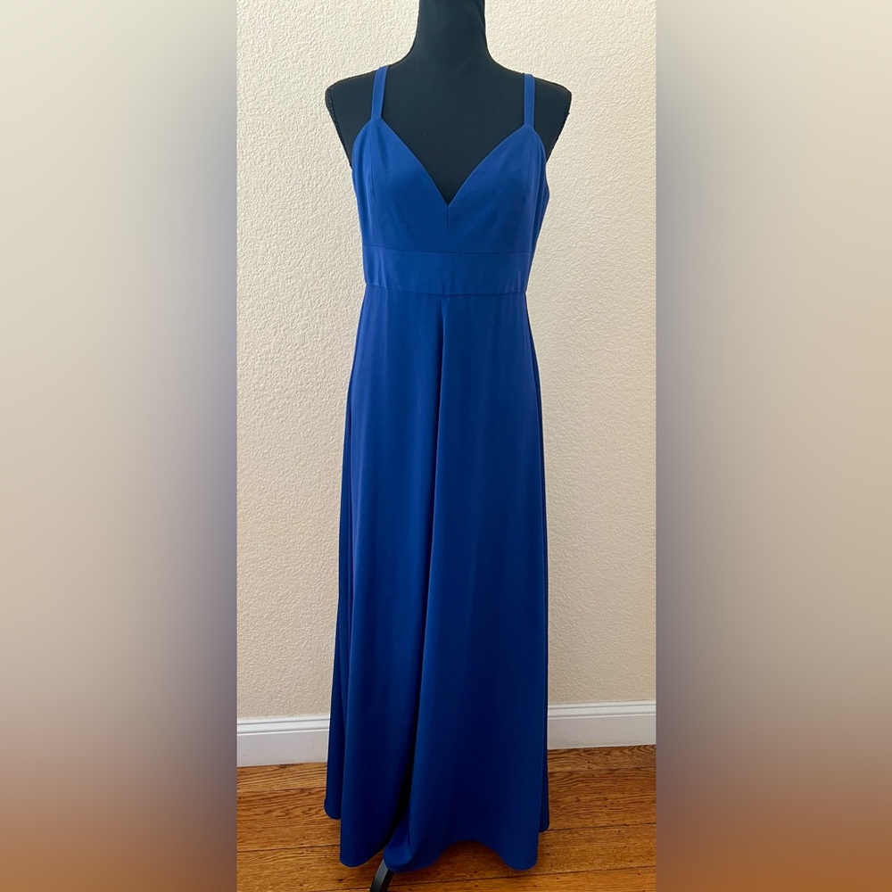 Meg Blue Wide Leg Jumpsuit Low Cut Size Small